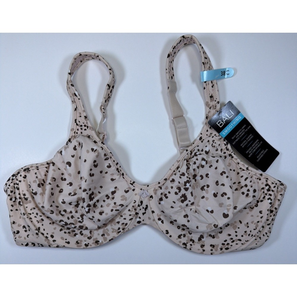 Bali Womens Passion Comfort Minimizer Underwire Bra 38C Beige Animal Print 3383